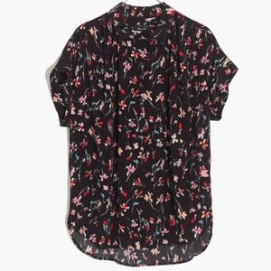 Central Drapey Shirt in Drifting Flowers Floral Black Shirt